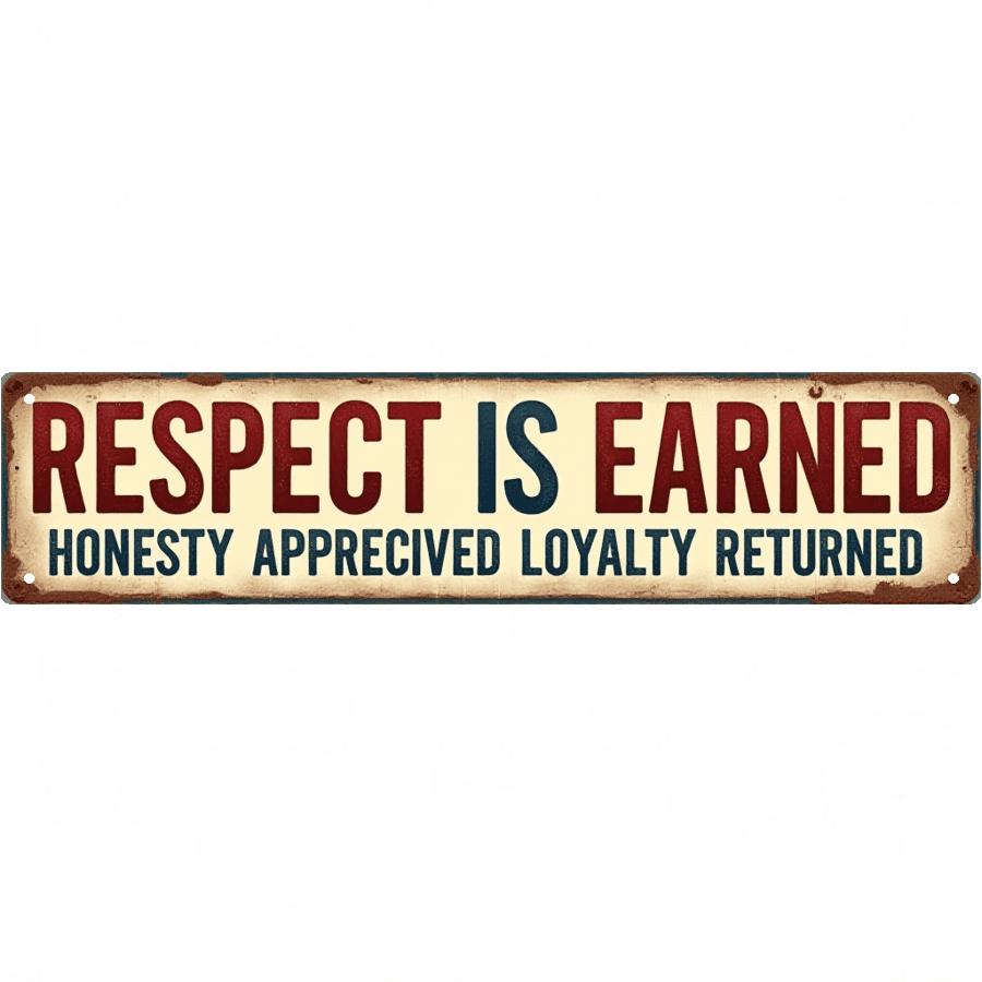 Respect Earned Quote Tin Signs 16*4 Inches 