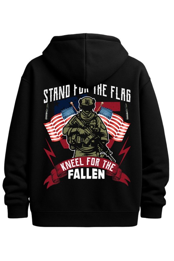 Respect the Fallen graphic hoodies Veteran for men regular fit black For Winter Casual Daily Wear casual fist for dad Trendy Unisex Shirt Printed tshirts