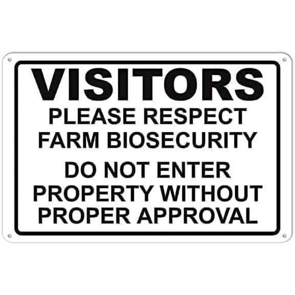 Respect Farm Biosecurity Do Not Enter Without Approval Aluminum Metal Sign, Durable Decorative Plaque for Home Cafe Bar Farm, Biosecurity Warning Sign, 8x12 Inch