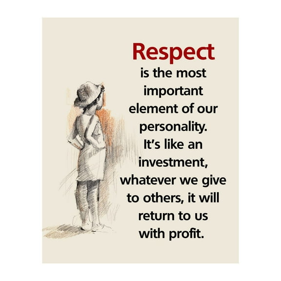Respect - Inspirational Wall Decor, Retro Sketch Motivational Wall Art Print, Ideal Design For Home Decor, School Decor, Office Decor, Classroom Decor, Dorm Decor, Living Room