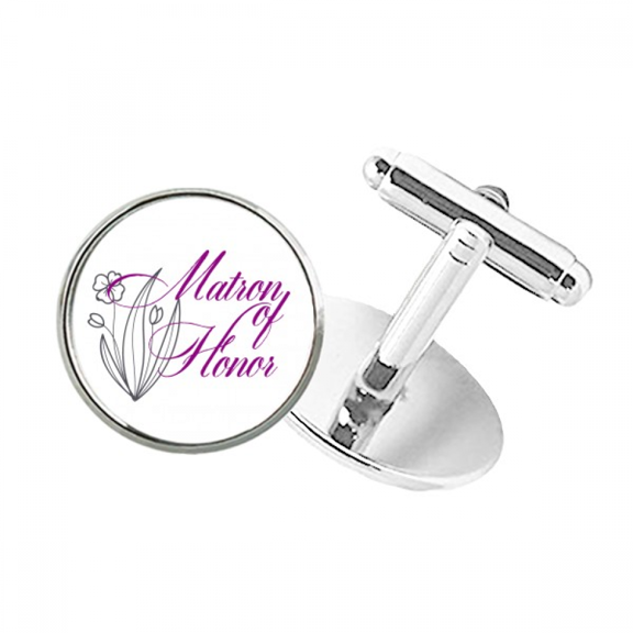 Respect Ladies Flower Lines Round Button Cuff Clip Stud Cufflinks