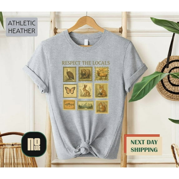 Respect The Local Wildlife Shirt, Animal Lover T-Shirt, Granola Girl Sweatshirt, Postage Postal Stamp Tee, Nature Sweater, Camp Lover TSHIRT All Size S-5XL