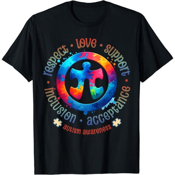 Respect Love Support Autism Awareness Month Women Men T-Shirt