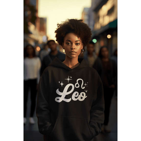 Respect My Tshirt Leo - Bold and Regal Style Zodiac Sign Unisex Hooded Sweatshirt, Medium, Black