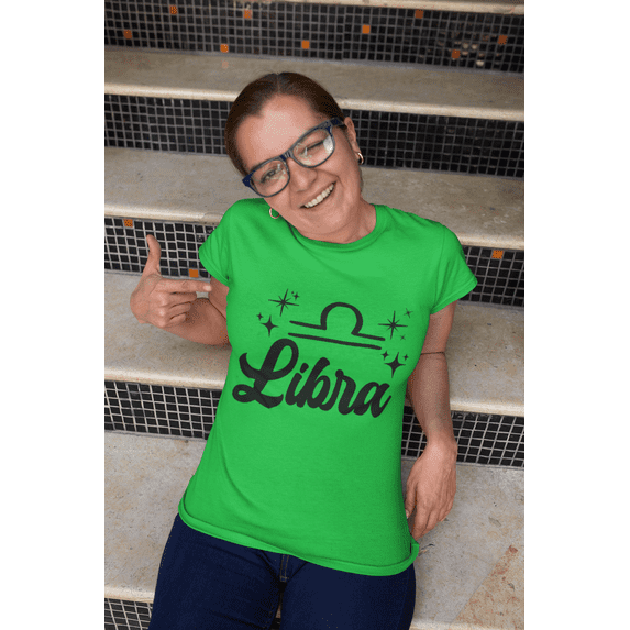 Respect My Tshirt - Libra Zodiac Sign Graphic T-Shirt, Astrology Symbol Design, Crew Neck, Green,3X
