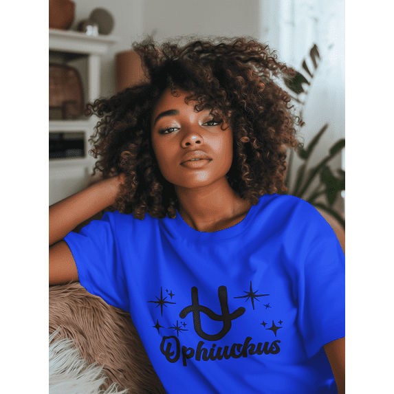 Respect My Tshirt - Ophiuchus Zodiac Sign Graphic T-Shirt, Astrology Symbol Design, Crew Neck, Blue, 5X