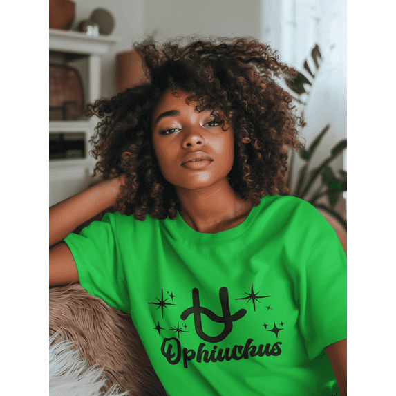 Respect My Tshirt - Ophiuchus Zodiac Sign Graphic T-Shirt, Astrology Symbol Design, Crew Neck, Green, 2X