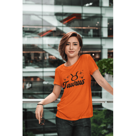 Respect My Tshirt - Taurus Zodiac Sign Graphic T-Shirt, Astrology Symbol Design, Crew Neck, Orange,3X