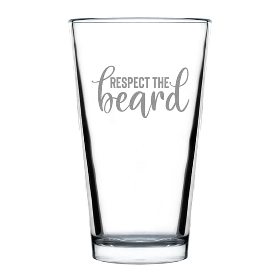 Respect The Beard Engraved Pint Glass Beer Lover Gift Unique Handcrafted Drinkware Fun Father's Day Present