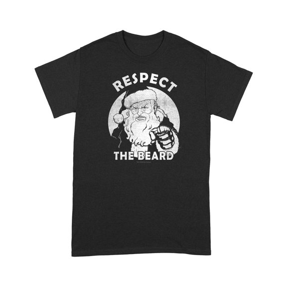 Respect The Beard Santa Claus Funny Christmas Distressed T-Shirt