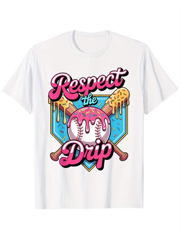 Respect The Drip Baseball Donut Graphic Novelty Sports Humor Unisex Gift Cotton Men's Women's Tee Shirt