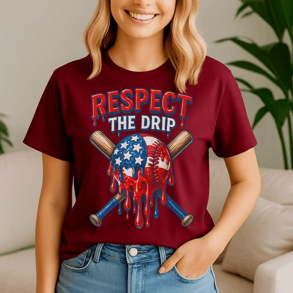 Respect The Drip Baseball Ice Cream Drip 4Th Of July, Baseball Shirt,Game Day Shirt,Game Day Baseball, American Baseball
