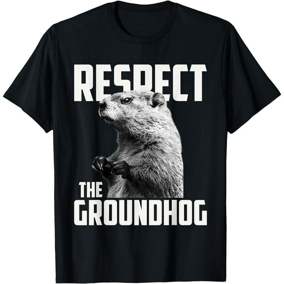 Respect The Groundhog Ground Hog Day Softstyle Unisex T-Shirt,Black Color,Size 5-6T
