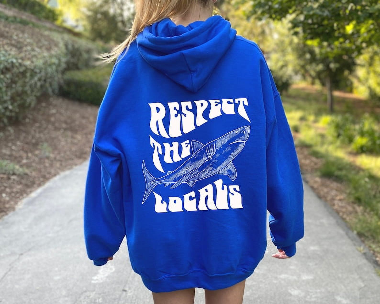 Respect The Locals Shark Hoodie – Ocean-Inspired Design, Unisex, Gildan Print