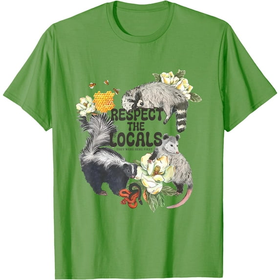 Respect The Locals Opossum Possum Skunk Raccoon Bees Honey Unisex T-Shirt for Men Women Kids Toddler,Lime Color,Size M