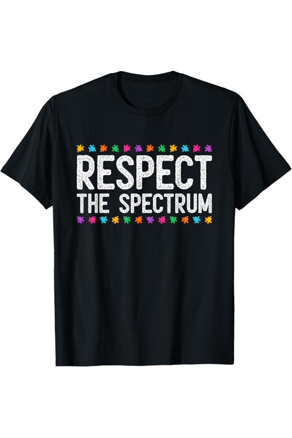 Respect The Spectrum Autism Awareness Puzzle Piece Warrior T-Shirt Gift for Men Women Unisex Tee, Unisex T-Shirt