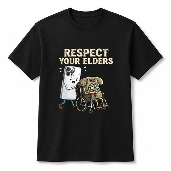 Respect Your Elders Graphic Tee - Funny Tech Evolution Phone Humor Unisex Cotton T-Shirt, Short Sleeve