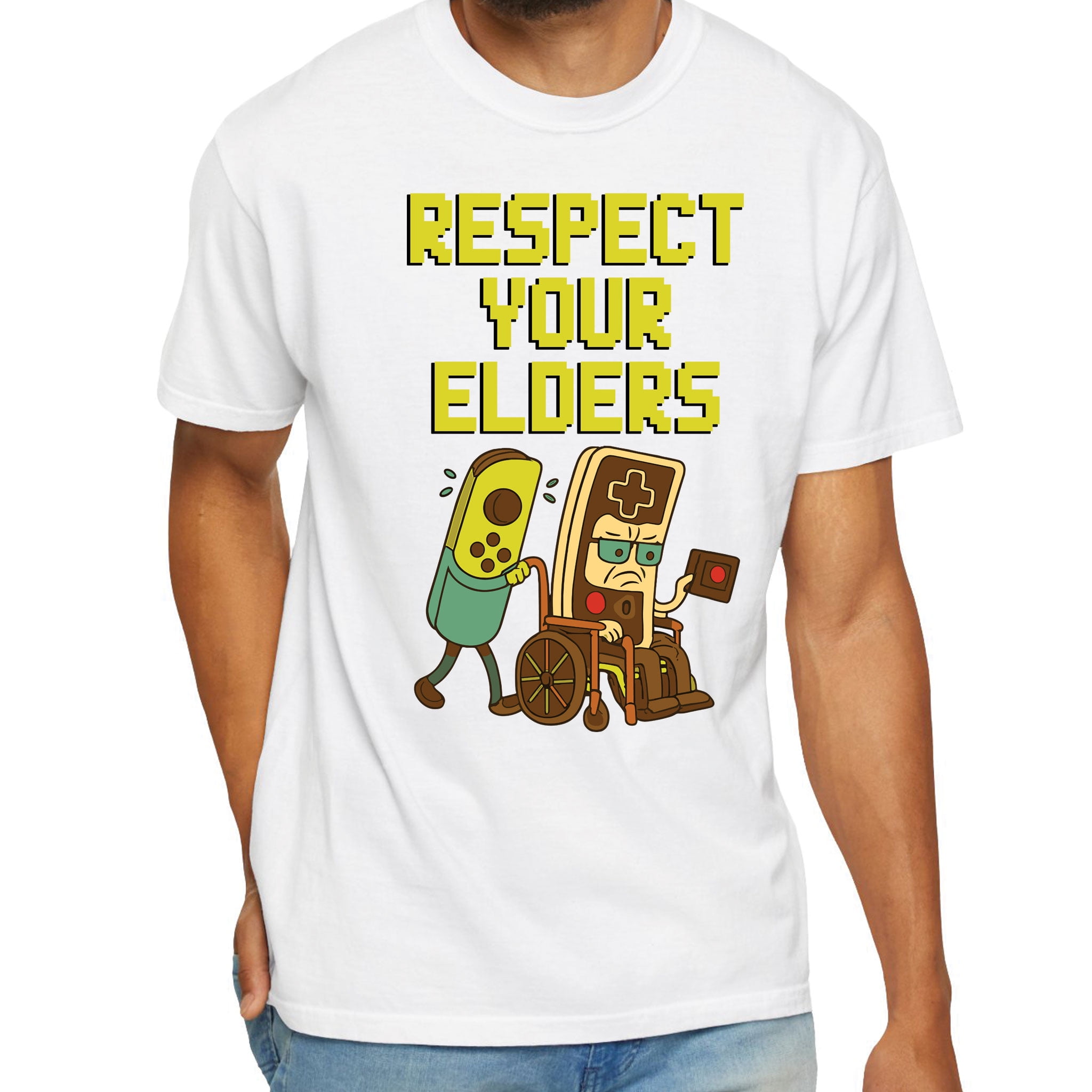 Respect Your Elders Retro Gaming Funny Gamer Controller T-Shirt ...