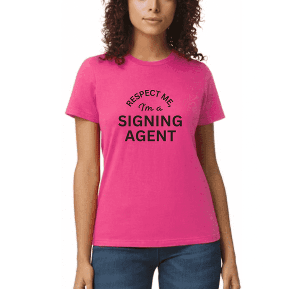 Notary Public T-Shirt – “Respect Me, I'm A Signing Agent” Funny Notary Shirt, 100% Cotton Unisex Tee