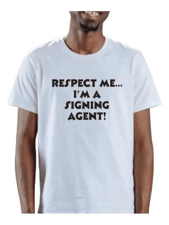 Notary Public T-Shirt – “Respect Me, I'm A Signing Agent” Funny Notary Shirt, 100% Cotton Unisex Tee
