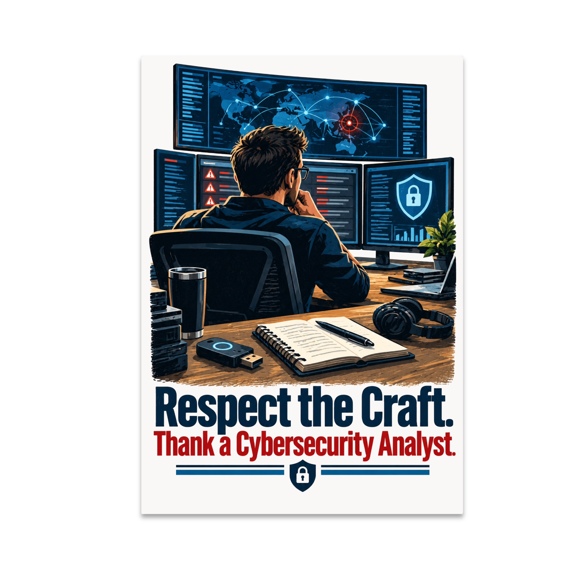 Respect the Craft Thank a Cybersecurity Analyst - Cybersecurity Enthusiast - 13x19 Poster Print