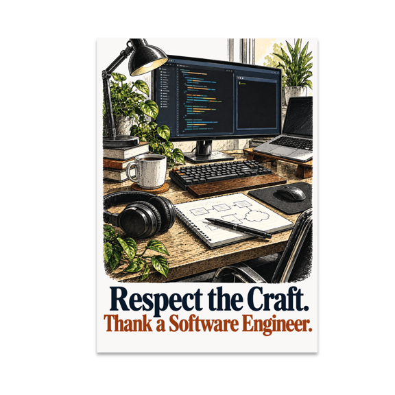 Respect the Craft Thank a Software Engineer - Tech Enthusiast - 13x19 Poster Print