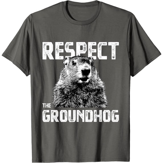 Respect the Groundhog Funny Woodchuck Softstyle Unisex T-Shirt,Charcoal Color,Size YL