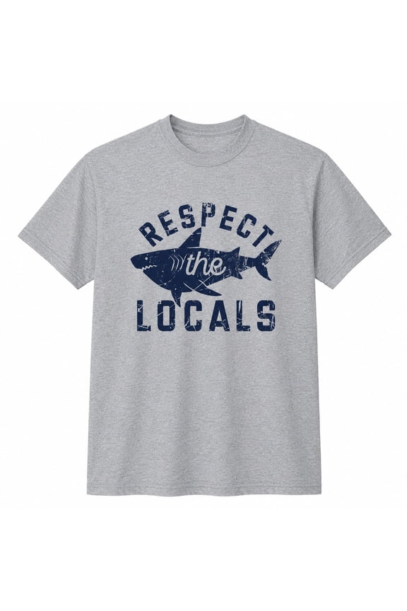 Respect the Locals Shark Graphic T-Shirt, Funny Beach Tee, Unisex Fit
