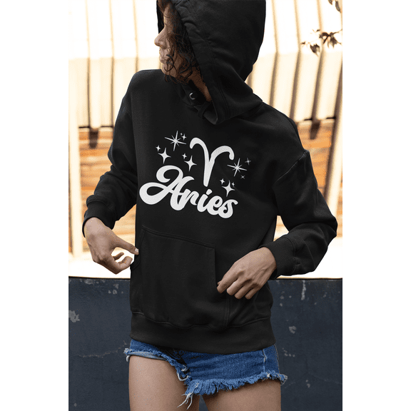 Respect My Tshirt Aries- Embrace Your Ram Energy Zodiac Sign Unisex Hooded Sweatshirt, Large, Black