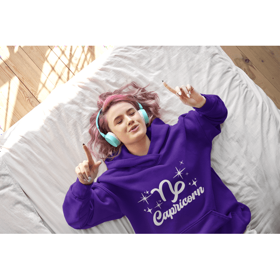 Respect My Tshirt Capricorn-Ambitious and Sophisticated Zodiac Sign Unisex Hooded Sweatshirt, Large, Purple