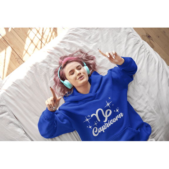 Respect My Tshirt Capricorn-Ambitious and Sophisticated Zodiac Sign Unisex Hooded Sweatshirt, Large, Royal