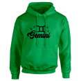 thumbnail image 1 of Respect My Tshirt Gemini - Express Your Dual Nature Zodiac Sign Unisex Hooded Sweatshirt, 4X, Green, Black Design, 1 of 3