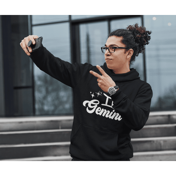 Respect My Tshirt Gemini - Express Your Dual Nature Zodiac Sign Unisex Hooded Sweatshirt, Small, Black