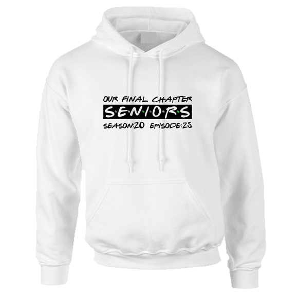 Respect My Tshirt 2025 Final Chapter Senior Graduation, Men's Streetwear Hooded Pullover Sweatshirt, Medium, White