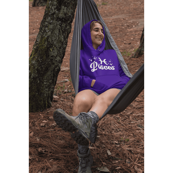 Respect My Tshirt Pisces - Dreamy and Compassionate Zodiac Sign Unisex Hooded Sweatshirt, 5X, Purple, White Design