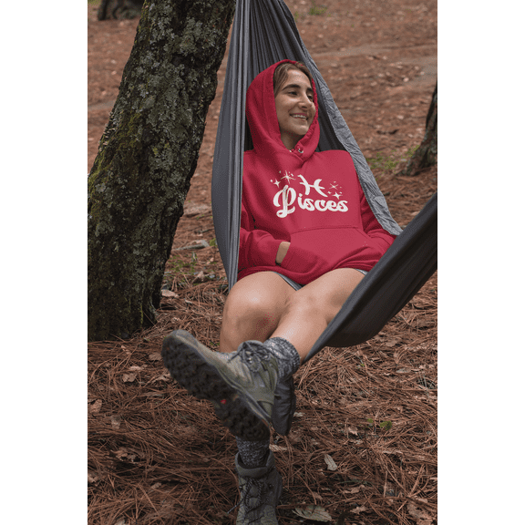 Respect My Tshirt Pisces - Dreamy and Compassionate Zodiac Sign Unisex Hooded Sweatshirt, Small, Red, White Design