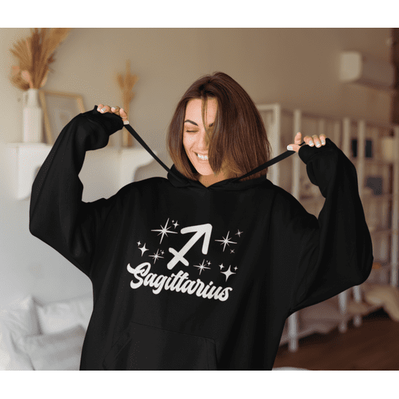 Respect My Tshirt Sagittarius - Adventurous and Free-Spirited Zodiac Sign Unisex Hooded Sweatshirt, Medium, Black