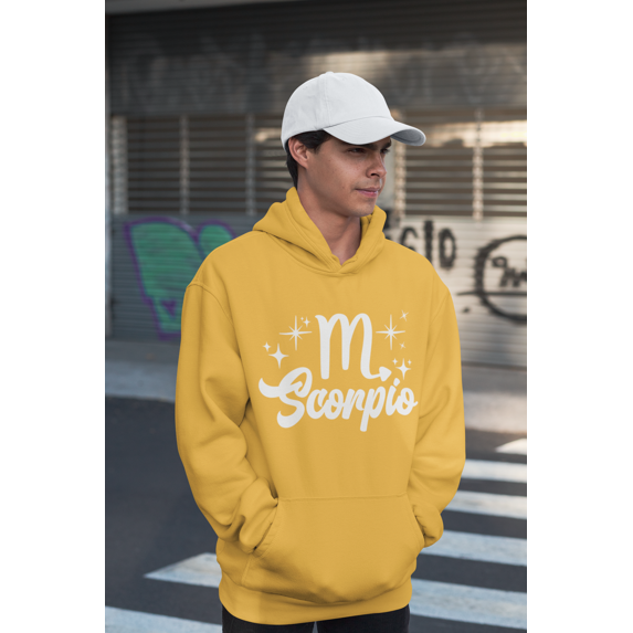 Respect My Tshirt Scorpio - Intense and Mysterious Zodiac Sign Men's Hooded Sweatshirt, Medium, Gold