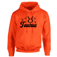 thumbnail image 1 of Respect My Tshirt Taurus - Grounded and Reliable Style Zodiac Sign Unisex Hooded Sweatshirt, 3X, Orange, Black Design, 1 of 3