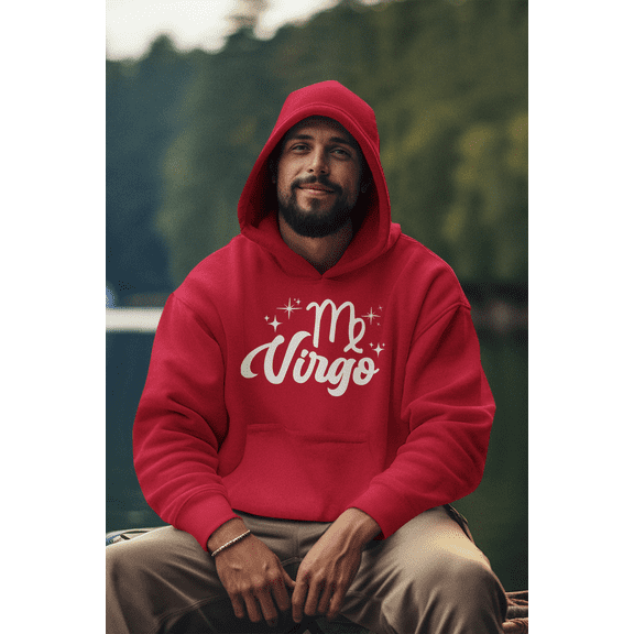 Respect My Tshirt Virgo - Practical and Elegant Zodiac Sign Men's Hooded Sweatshirt Large, Red, White Design