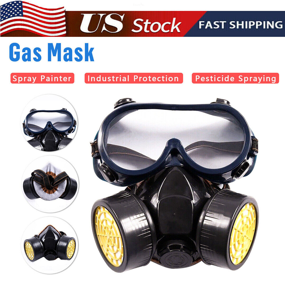 Respirator Emergency Gas Face Mask Safety Chemical Dustproof Filter Eye