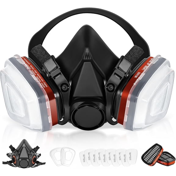 Respirator Gas Mask With 6001 Filters,6200 Half Face Respirator Reusable Gas Mask for Spray Paint Chemical Epoxy Resin Woodworking Sanding Welding
