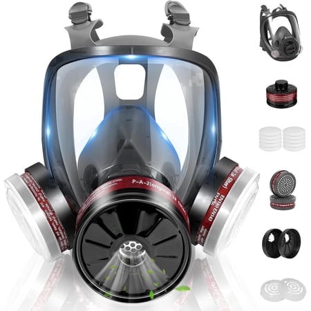 Gas Masks Survival Nuclear and Chemical,Respirator Gas Masks with Filters, Reusable Full and Half Face Gas Mask Against Organic Vapors, Chemical