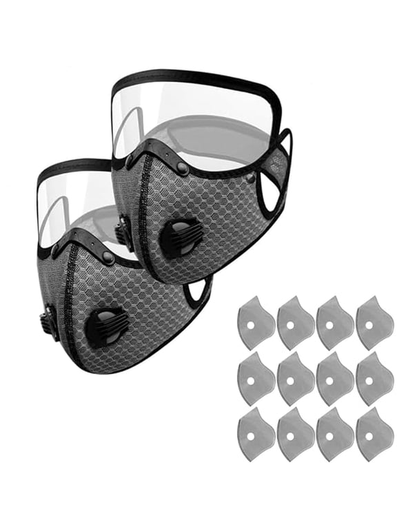 Respirator Mask 2 Pcs Gray, Detachable Protective Goggles Riding Mask Waterproof Fabric Windproof Universal Sports Shield