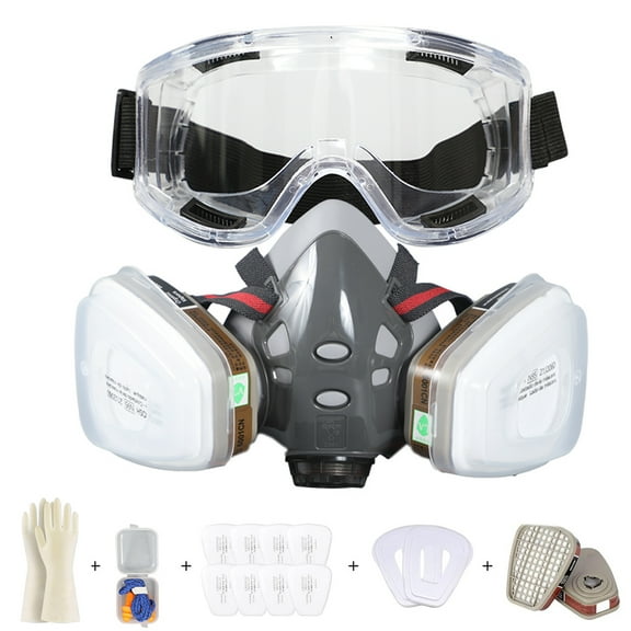 Respirator Mask,Half Facepiece Gas Mask with Safety Glasses Reusable Professional Breathing Protection Against Dust,Chemicals,Pesticide and Organic Vapors, Perfect for Painters and DIY Project