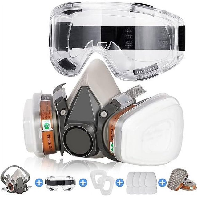 Respirator Mask with Filters Chemical Gas Dust Masks Goggles for