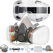 Respirator Mask with Filters - Chemical Gas Dust Masks Goggles for Painting Spraying Sanding Welding Woodworking