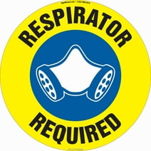 Respirator Required Non-Slip Floor Marker | 6 Pack of 16" Circle Vinyl Decal | Protect Your Business, Work Place & Customers |  Made in The USA