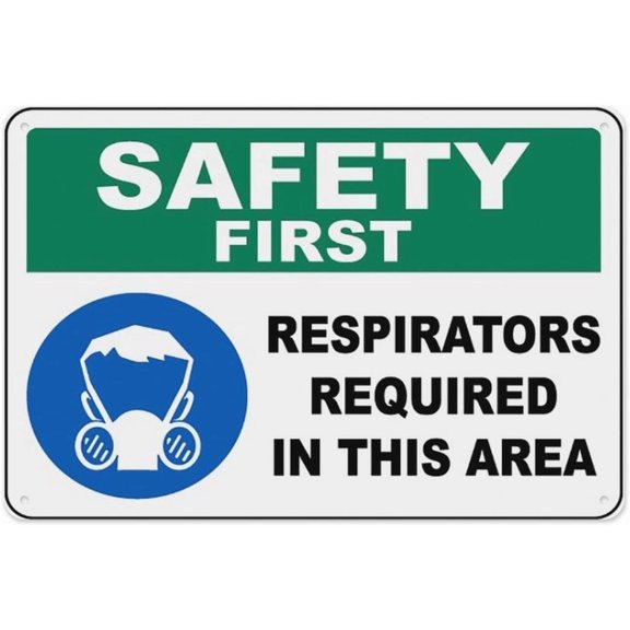 Respirators Required In This Area Sign 8"x12", Aluminum Tin Warning Signs for Home Outdoor Garden, High Visibility PPE Sign for Workshop