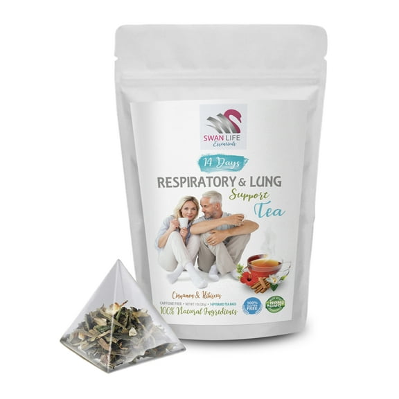 Respiratory Lung Support Tea - Lung Support Tea with Cinnamon, Hibiscus, Asparagus, Peppermint, Marshmallow Root - 14 Days Tea